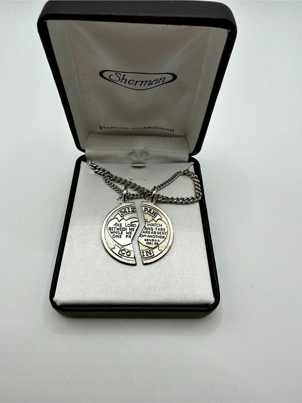 Vintage Sherman Sterling Silver MIZPAH COIN Charm necklace